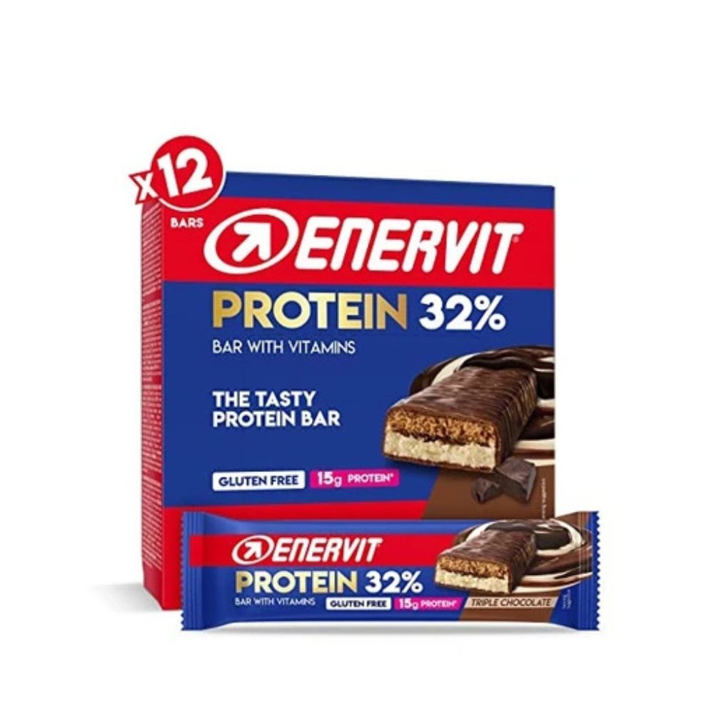 Enervit Protein Bar 32% 12 pezzi - Triple Chocolate 47 g Senza Glutine