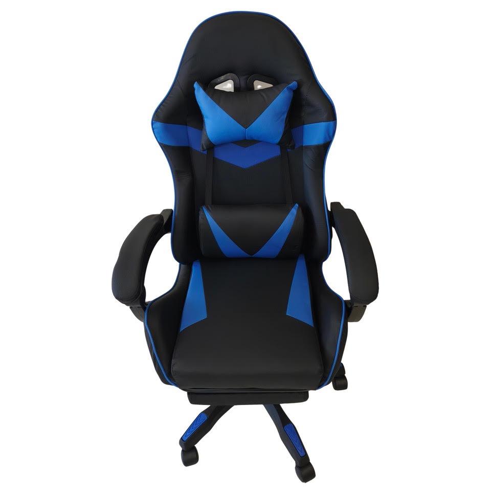 Sedia Gaming Ergonomica Reclinabile con Poggiatesta e Supporto Blu e Nera