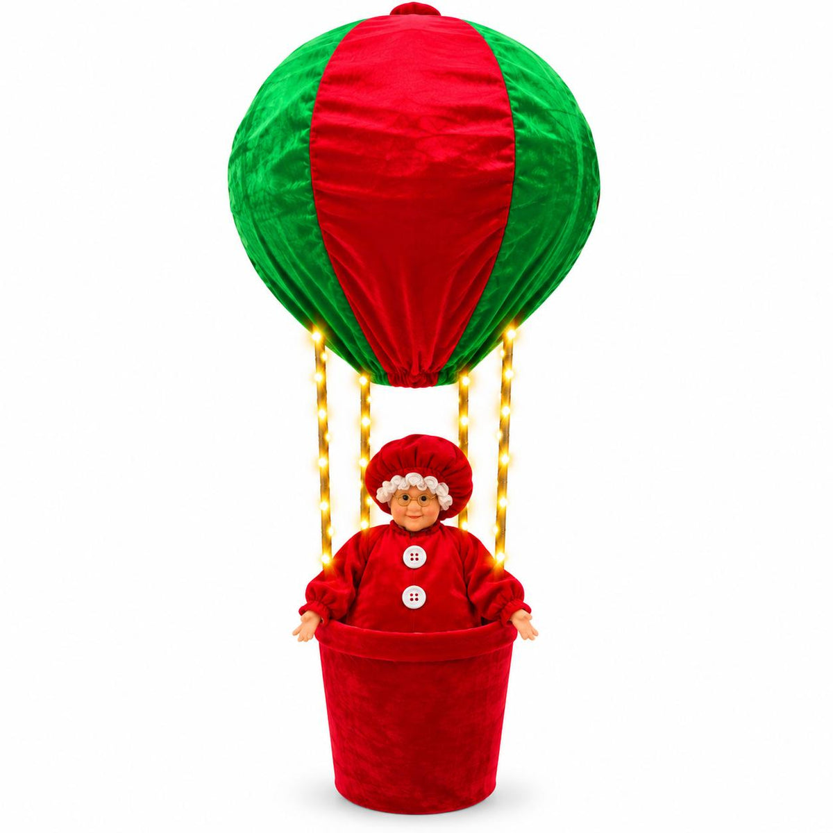 Mamma Natale in Mongolfiera, Set con Luci, 90 cm, Idea regalo