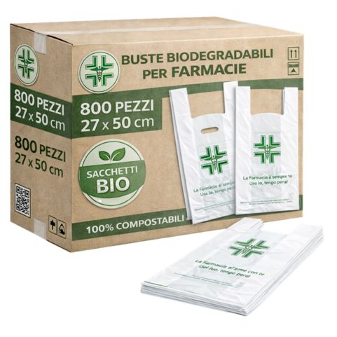 Buste Biodegradabili Compostabili per Farmacia 27x50 cm confezione da 800pz