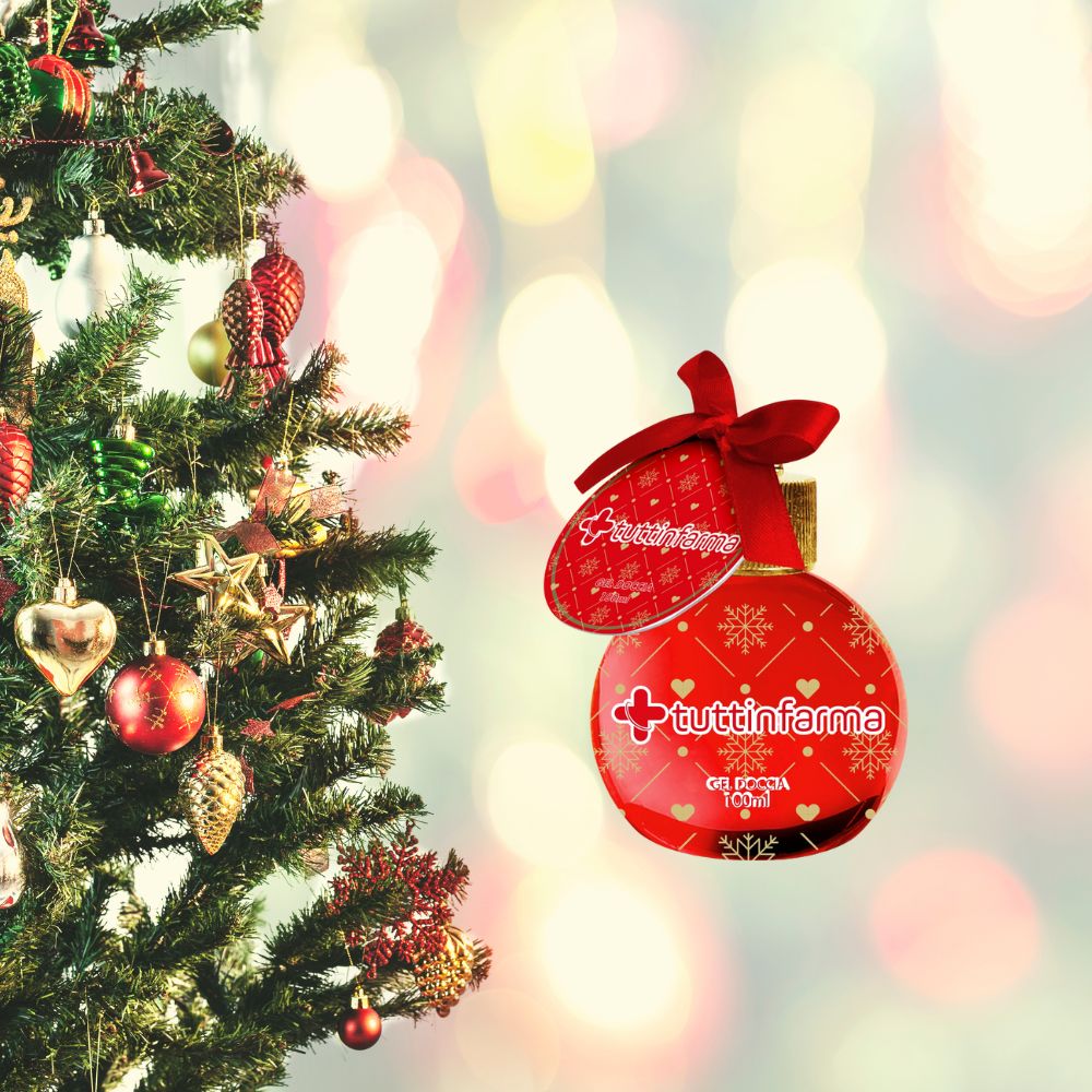 Tuttinfarma Gel Doccia Natalizio, 100ml, Rosso con Fiocco, Edizione Natalizia
