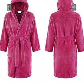 Accappatoio in Spugna con Cappuccio Uomo o Donna 100% Cotone Fucsia XL