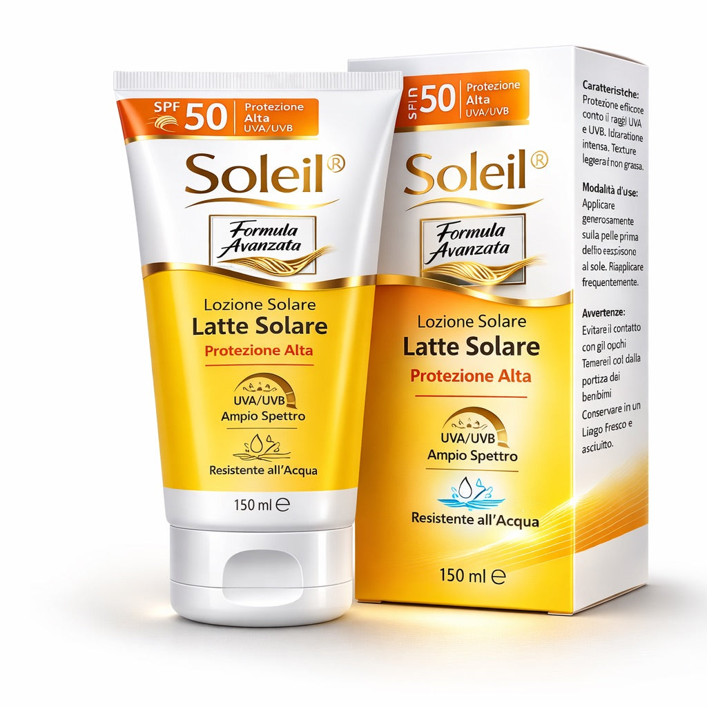Boots Soleil Latte Solare SPF 50 Protezione Alta UVA/UVB Resistente all’Acqua 150 ml