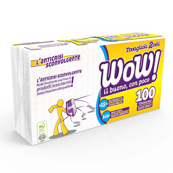 Wow Tovaglioli 2 Veli 33x33cm nuovo modello 90pz