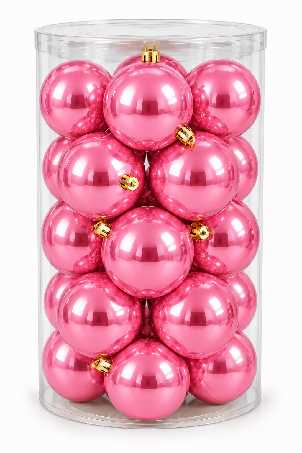 Box 30 Palle di Natale Colore Rosa Liscia di 6 cm di diametro