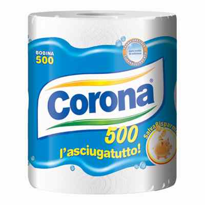 Corona Bobina Asciugatutto 500 Strappi in Pura Cellulosa Superassorbente