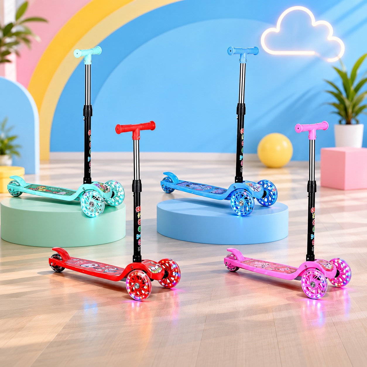 Monopattino 3 Ruote con luci led per Bambini 3-6 Anni