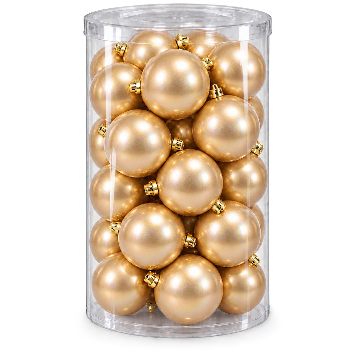 Box 16 Palle di Natale Colore Oro Perlato Lisce di 8 cm di diametro