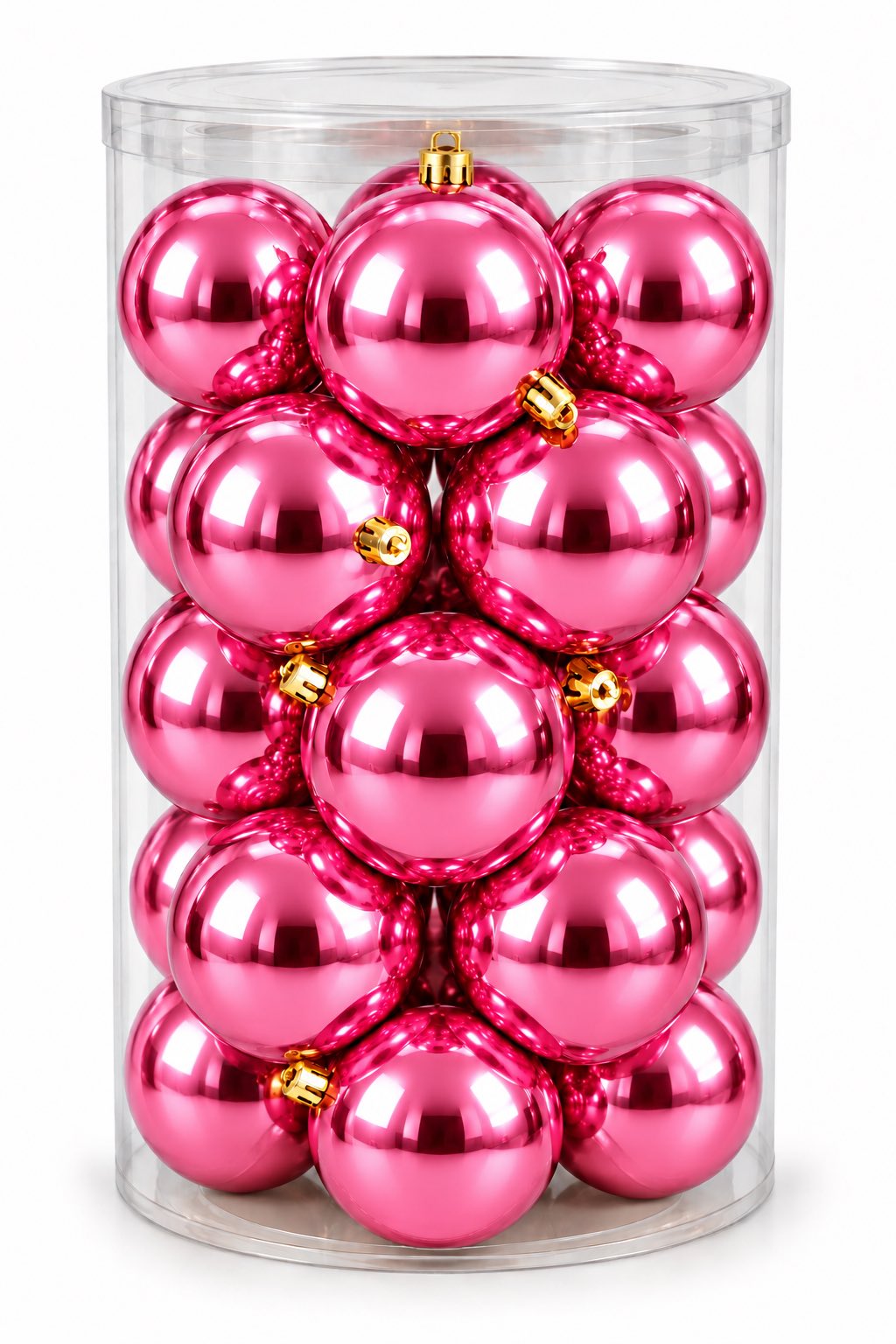 Box 16 Palle di Natale Colore Rosa Metallizzato lisce di 8 cm di diametro