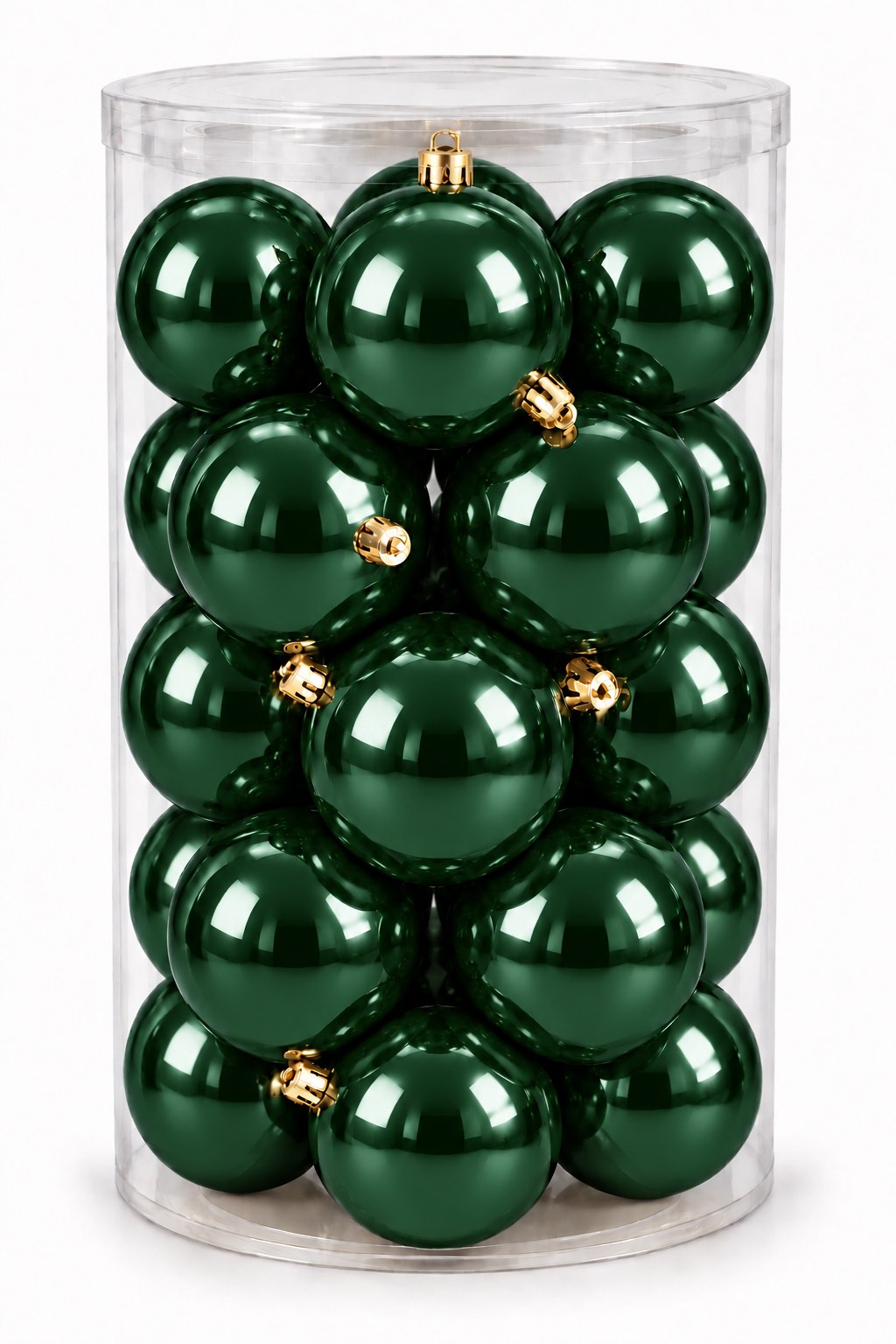 Box 12 Palle di Natale Colore Verde Muschio Lisce di 10 cm di diametro