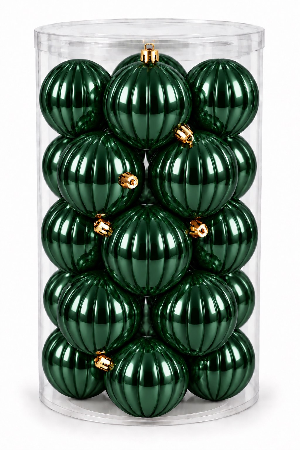 Box 30 Palle di Natale Colore Verde Muschio Lisce di 6 cm di diametro