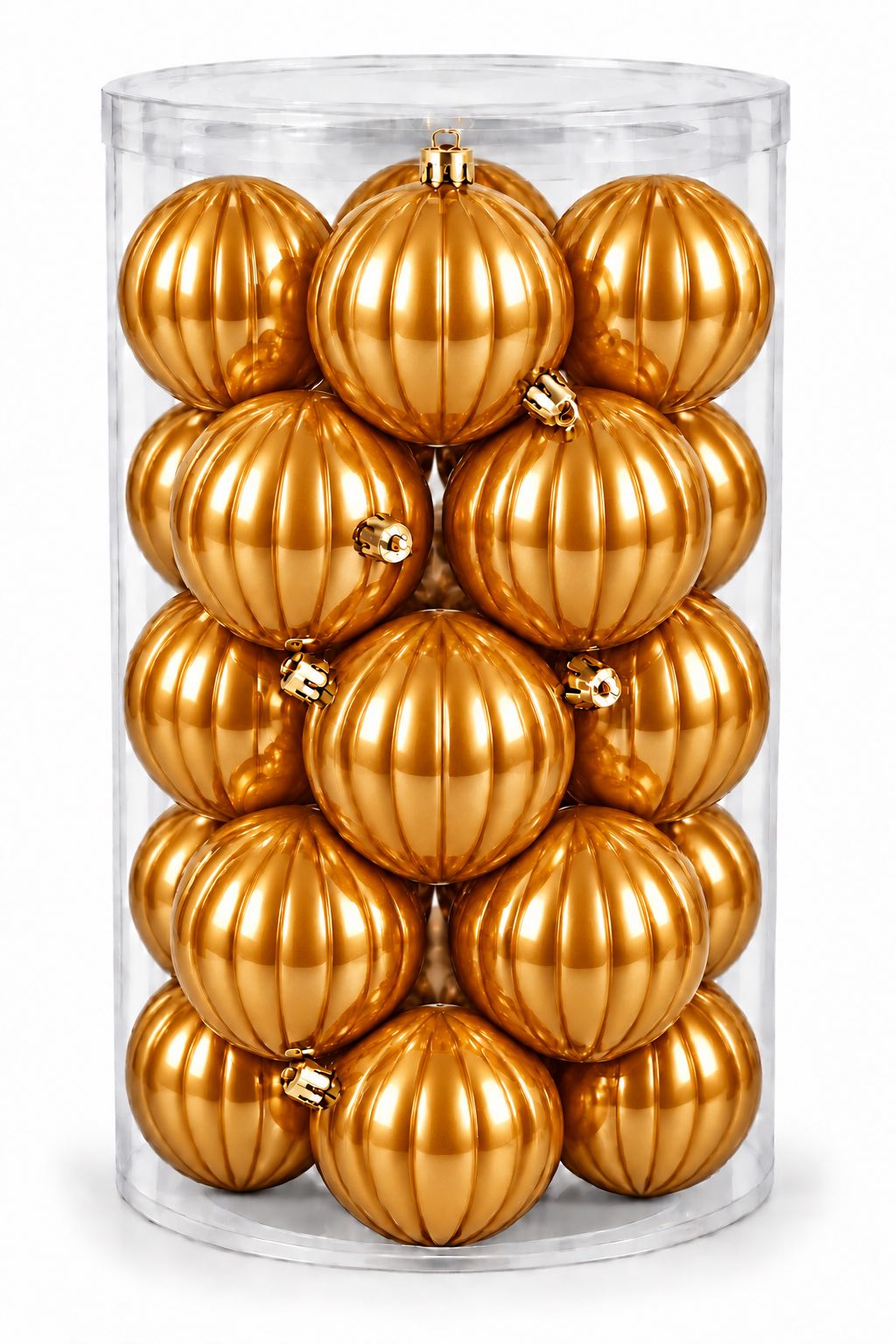 Box 16 Palle di Natale Colore Ramage Rigate di 8 cm di diametro