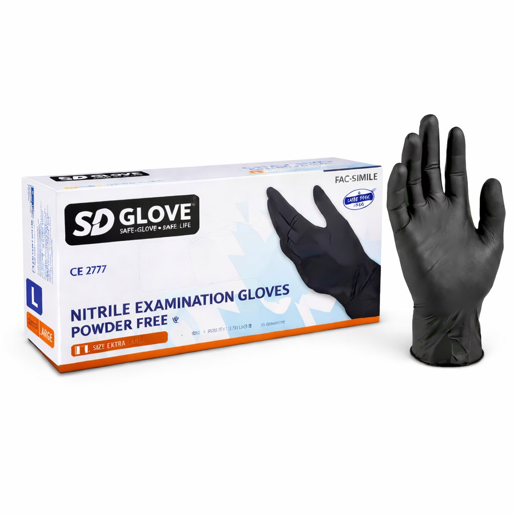 SD Glove Guanti in Nitrile Neri Senza Polvere TG L - Box da 100pz