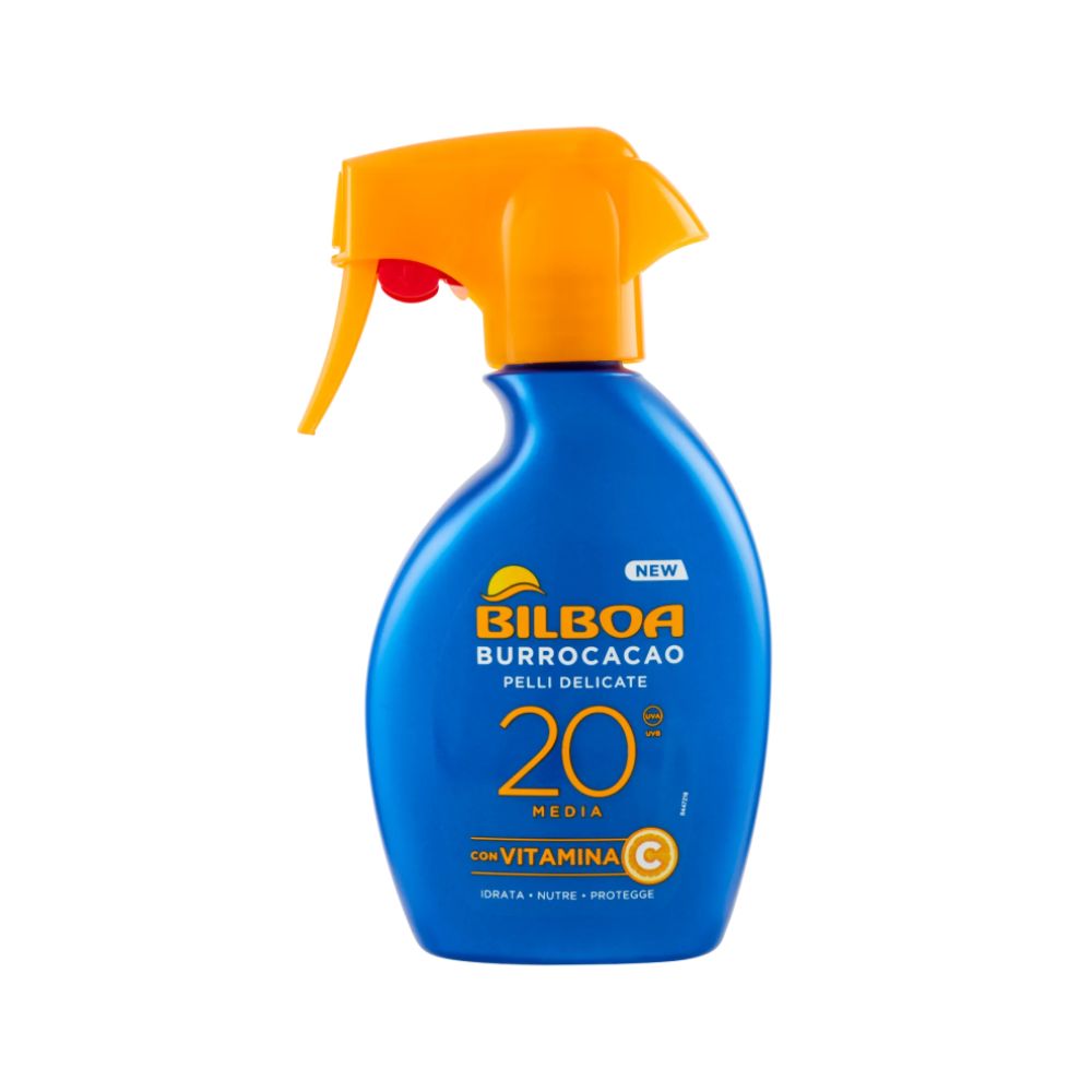 Bilboa Spray Solare Burrocacao Protezione Media SPF 20 Pelli Delicate 250 ml
