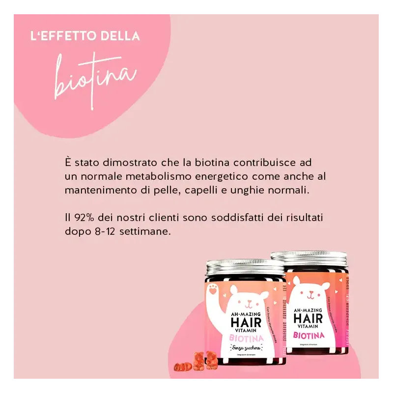 Ah-mazing Hair Vitamin Biotina per Capelli Forti 45 Orsetti Gommosi No zucchero