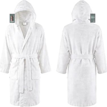 Accappatoio in Spugna con Cappuccio Uomo o Donna 100% Cotone Bianco Taglia XL