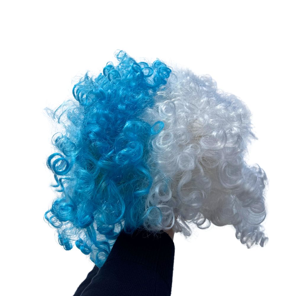 Rebirth20 Parrucca Riccia Bicolore Azzurro e Bianco – Tifo Napoli- Carnevale