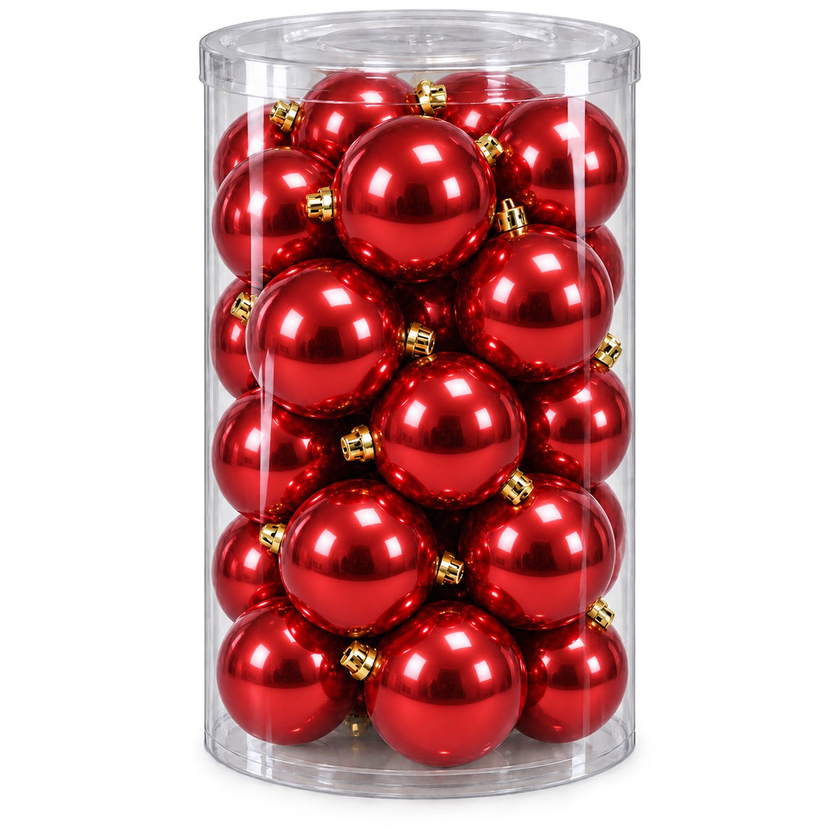 Box 12 Palle di Natale Colore Rosso Metalizzato Lisce di 10 cm di diametro