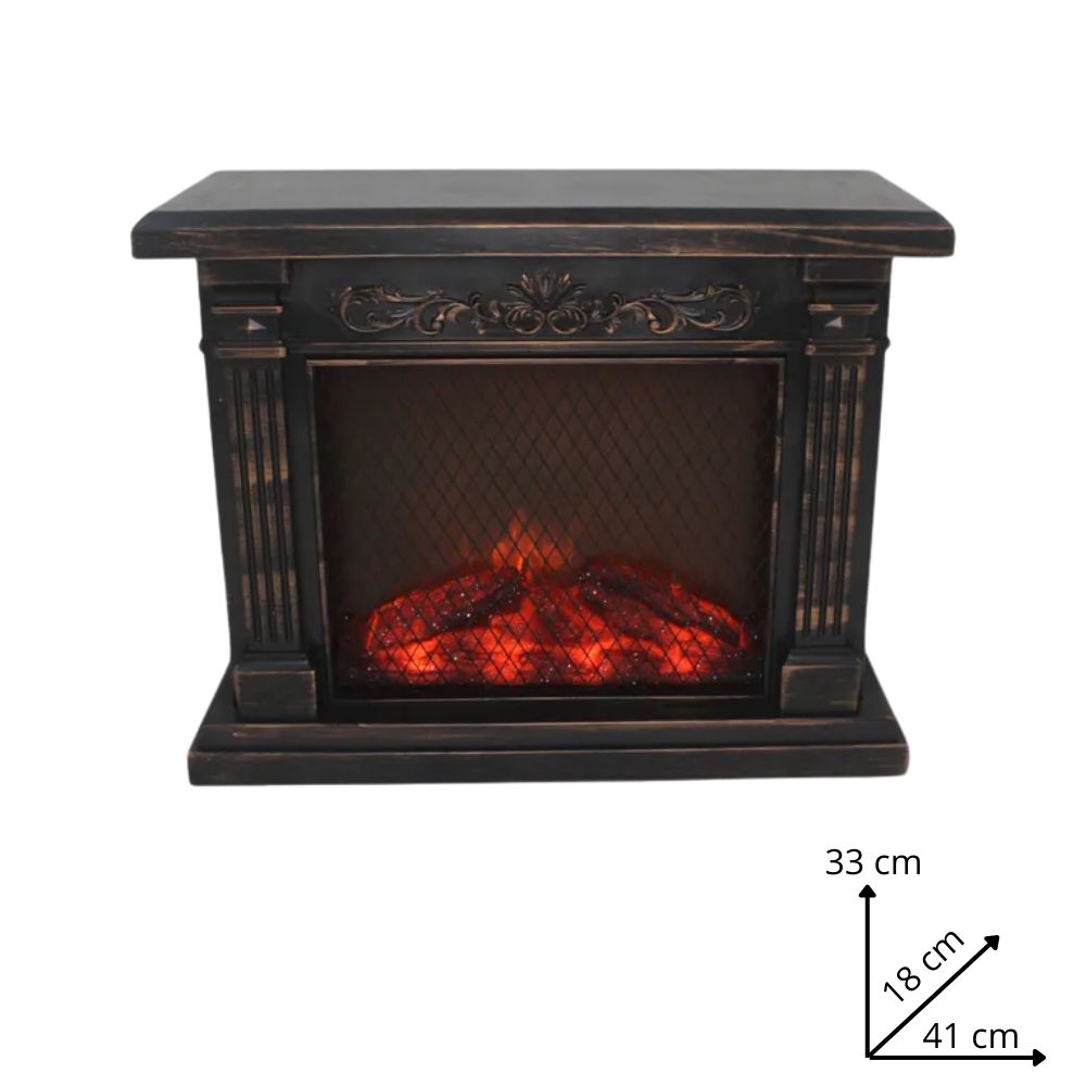Lanterna Caminetto LED Rete Effetto Fiamma Realistica 41x17x33 cm Idea Regalo