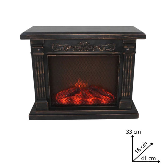 Lanterna Caminetto LED Rete Effetto Fiamma Realistica 41x17x33 cm Idea Regalo