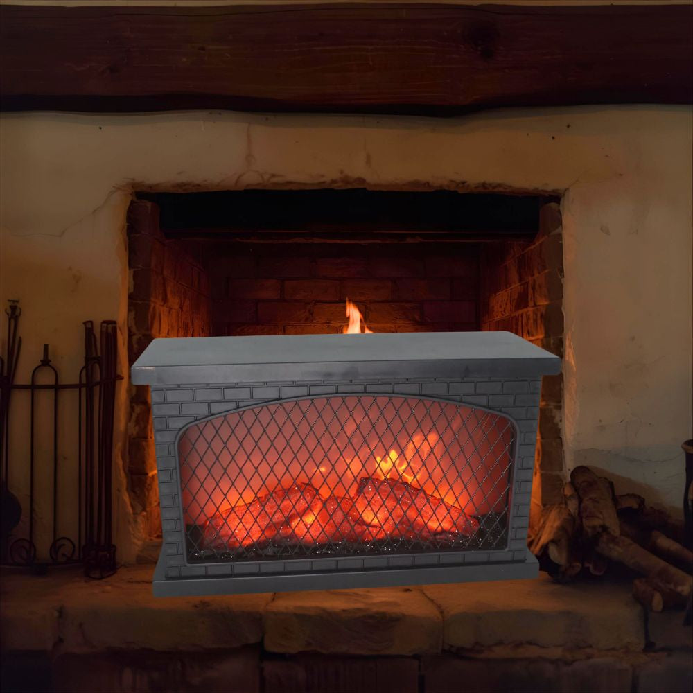 Lanterna Caminetto LED Rete Effetto Fiamma Realistica 31x12x18 cm Idea Regalo