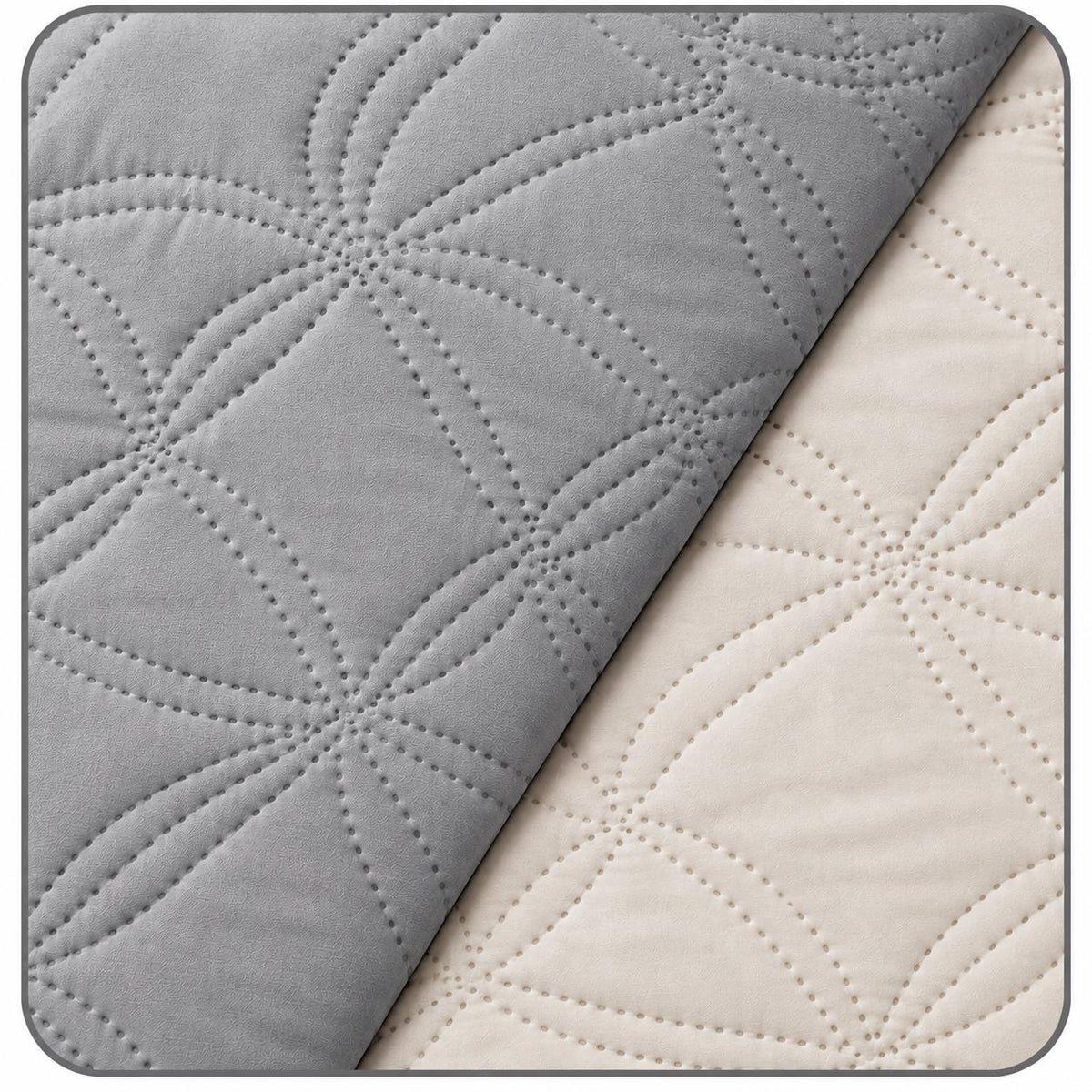 Trapuntina Double Face Microfibra Matrimoniale Grigio e Panna 260 x 250 cm