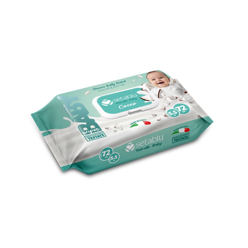Setablu Salviettine Baby Umidificate Al Latte di Cocco 72 Pezzi