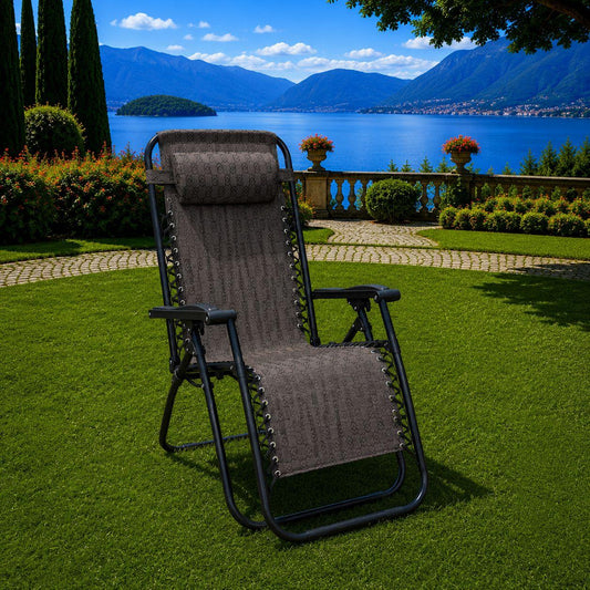Sedia Sdraio Zero Gravity pieghevole in accaio Colore Elegance Marrone