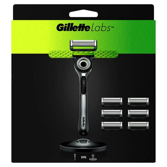 Gillette Labs con kit di base per rasoio esfoliante 7 ricambi con base magnetica