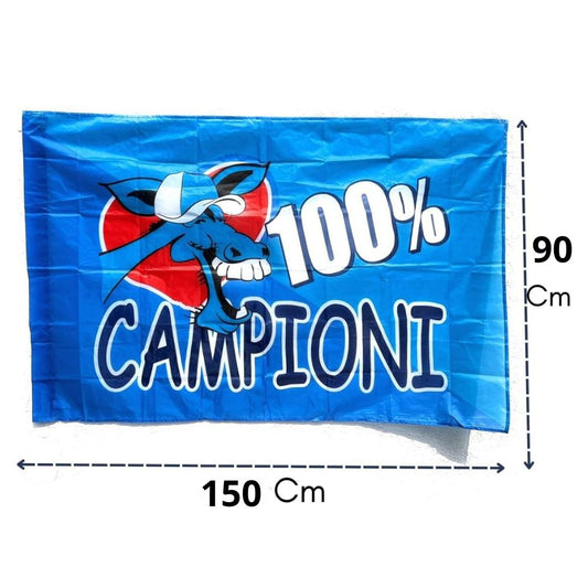 Rebirth20 Bandiera Napoli “100% Campioni” – 150x90 cm con Passante per Asta