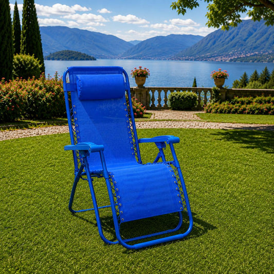 Sedia Sdraio Zero Gravity pieghevole in accaio Colore Blu