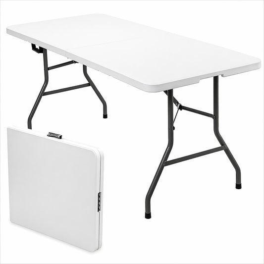 Tavolo Pieghevole Richiudibile Design Moderno Bianco 180x70x74 cm