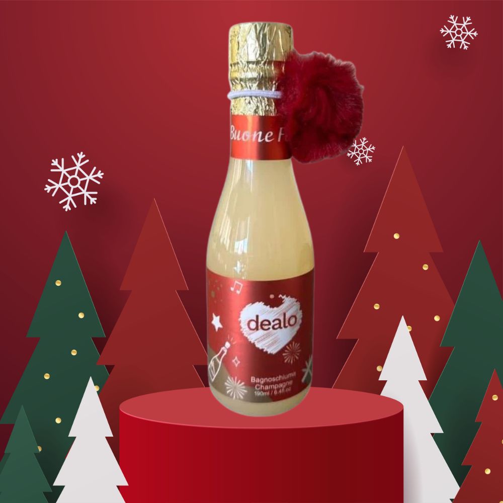 Dealo Bagnoschiuma Champagne 190 ml Confezione Bottiglia Idealo Regalo Natalizia