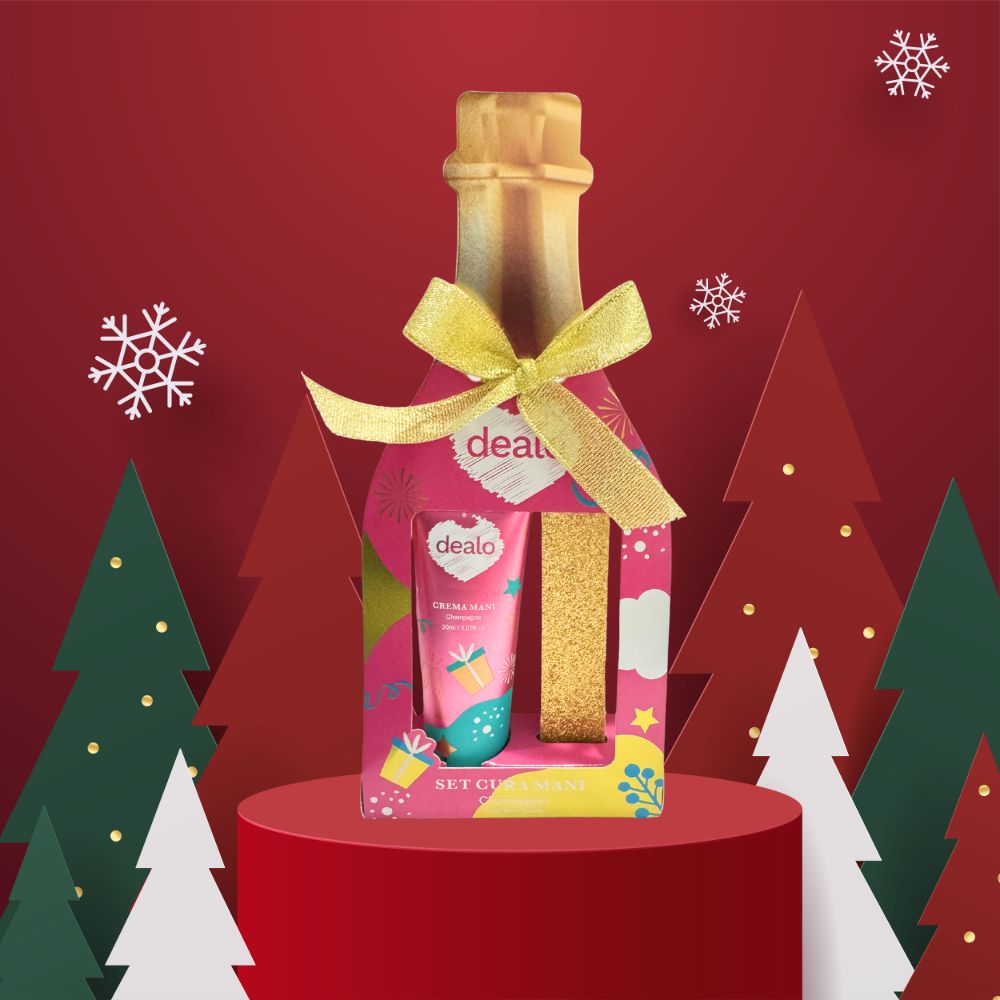 Dealo Set Regalo Crema Mani 30ml + Limetta Oro Confezione Natalizia Idea Regalo