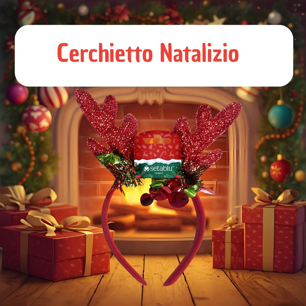 Setablu Cerchietto Natalizio Corna di Renna Glitter Rosso Idea Regalo Natale