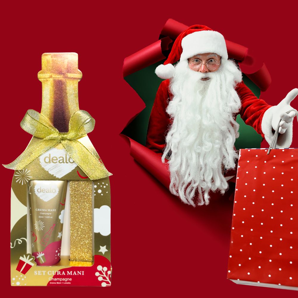 Dealo Set Regalo Crema Mani 30ml + Limetta Oro Confezione Natalizia Idea Regalo