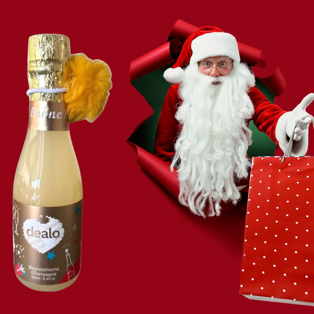 Dealo Bagnoschiuma Champagne 190 ml Confezione Bottiglia Idealo Regalo Natalizia