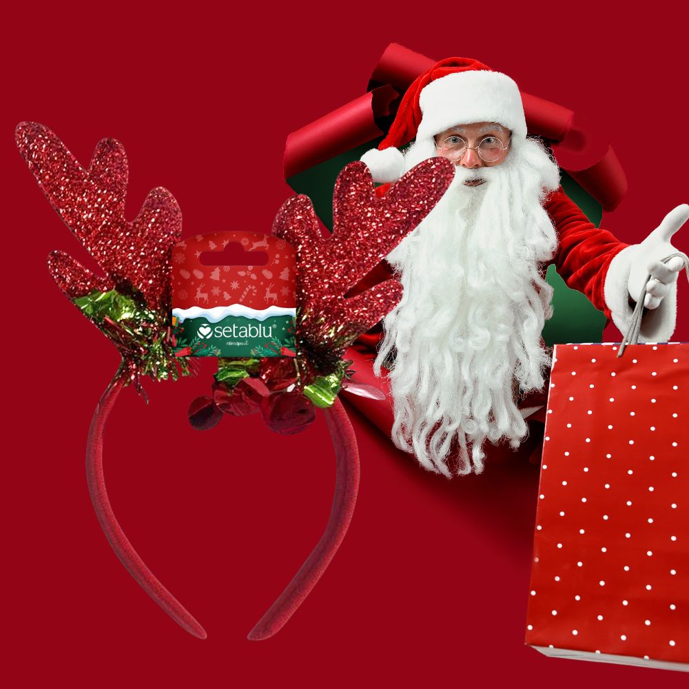 Setablu Cerchietto Natalizio Corna di Renna Glitter Rosso Idea Regalo Natale