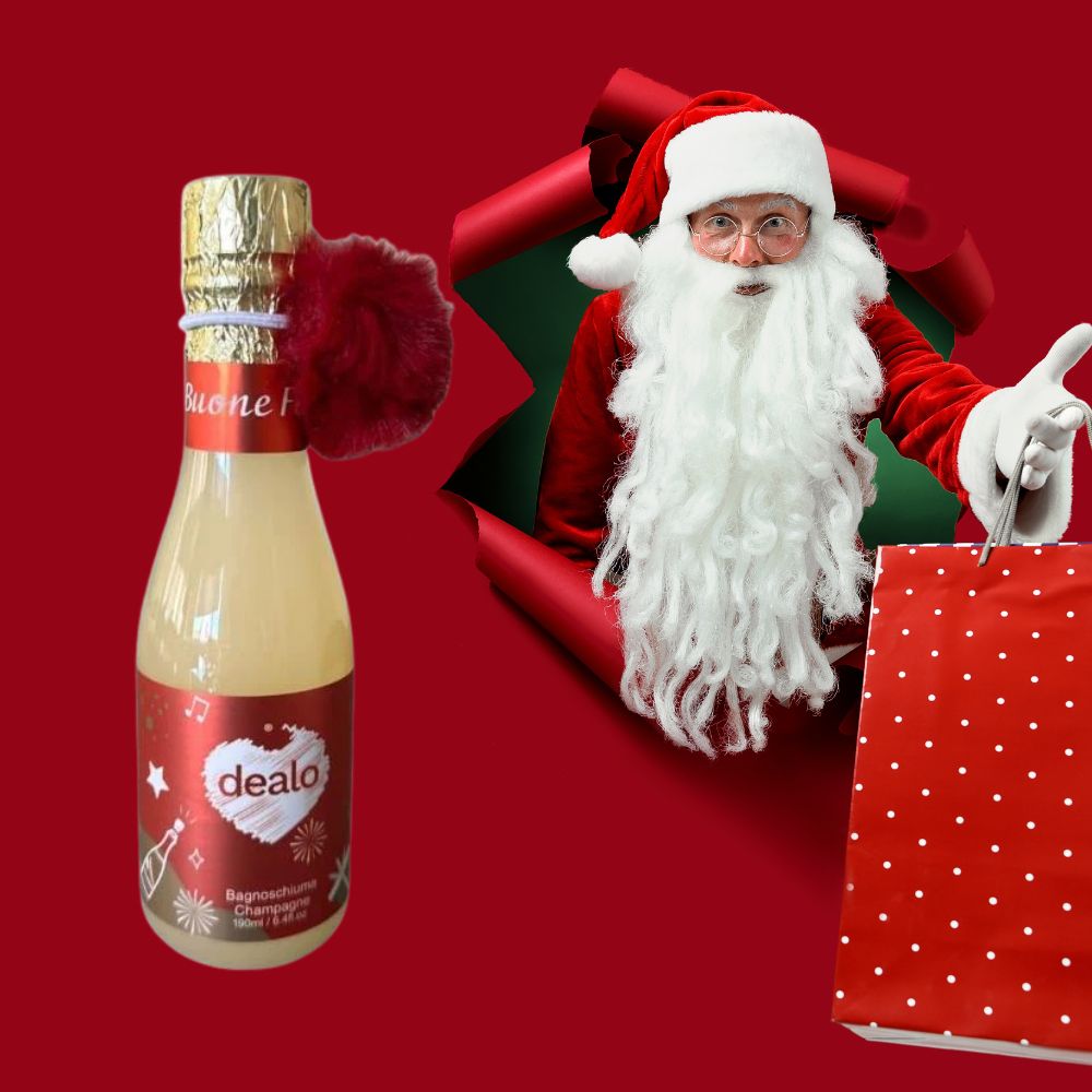Dealo Bagnoschiuma Champagne 190 ml Confezione Bottiglia Idealo Regalo Natalizia