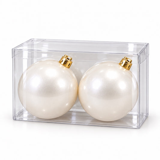 Box 2 Palle di Natale Colore Bianco Lisce di 12 cm di diametro