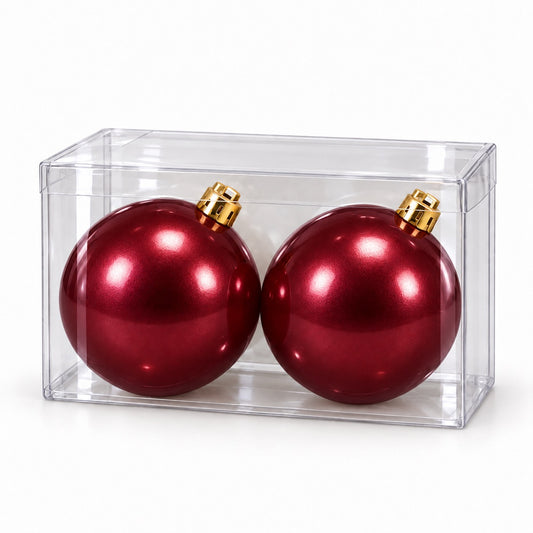 Box 2 Palle di Natale Colore Granata Lisce di 12 cm di diametro