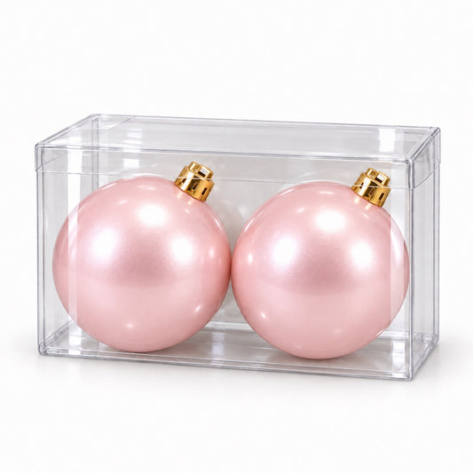 Box 2 Palle di Natale Colore Rosa Lisce di 12 cm di diametro