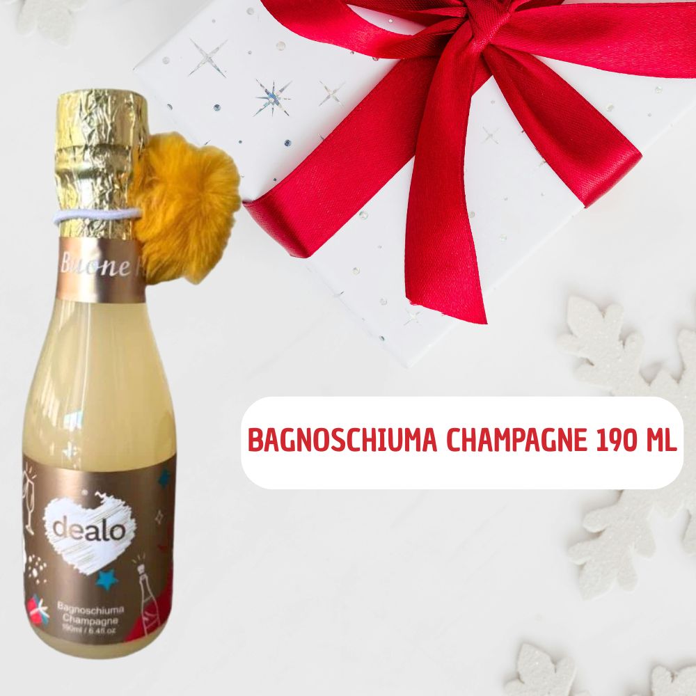 Dealo Bagnoschiuma Champagne 190 ml Confezione Bottiglia Idealo Regalo Natalizia