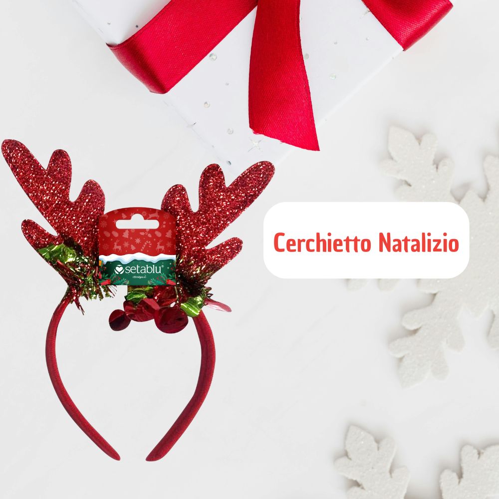 Setablu Cerchietto Natalizio Corna di Renna Glitter Rosso Idea Regalo Natale