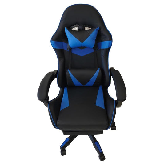 Sedia Gaming Ergonomica Reclinabile con Poggiatesta e Supporto Blu e Nera
