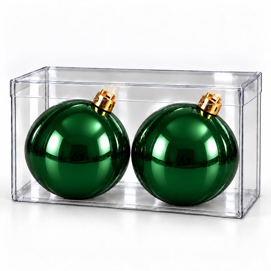 Box 2 Palle di Natale Colore Verde Muschio Lisce di 12 cm di diametro