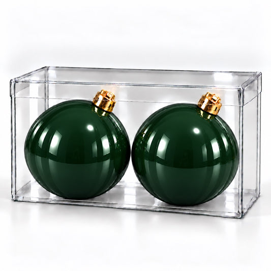 Box 2 Palle di Natale Colore Verde Foresta Liscia di 12 cm di diametro