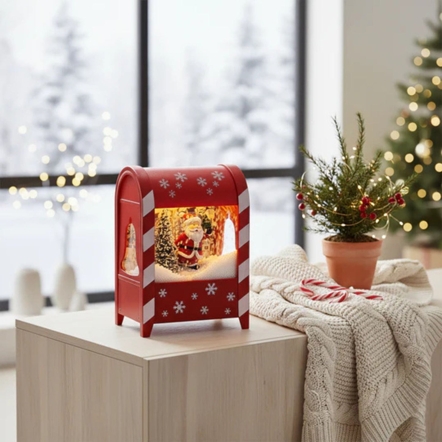 Lanterna Natalizia Musicale Pupazzo di Neve Cassetta Postale Luminosa Idea Regalo