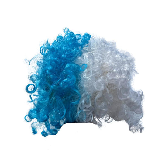 Rebirth20 Parrucca Riccia Bicolore Azzurro e Bianco – Tifo Napoli- Carnevale