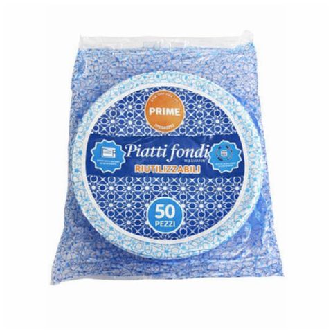 Prime Piatti Fondi Bianchi Riutilizzabili cm 50 pz